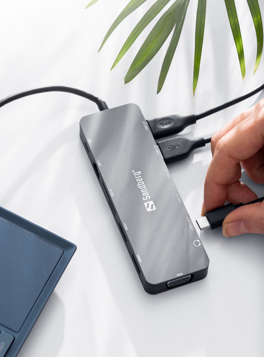 Sandberg 136 45 usb c 13 in 3 orig - Sandberg 136-45 13-In-1 Travel Dock USB-C Dockingstation (grijs)