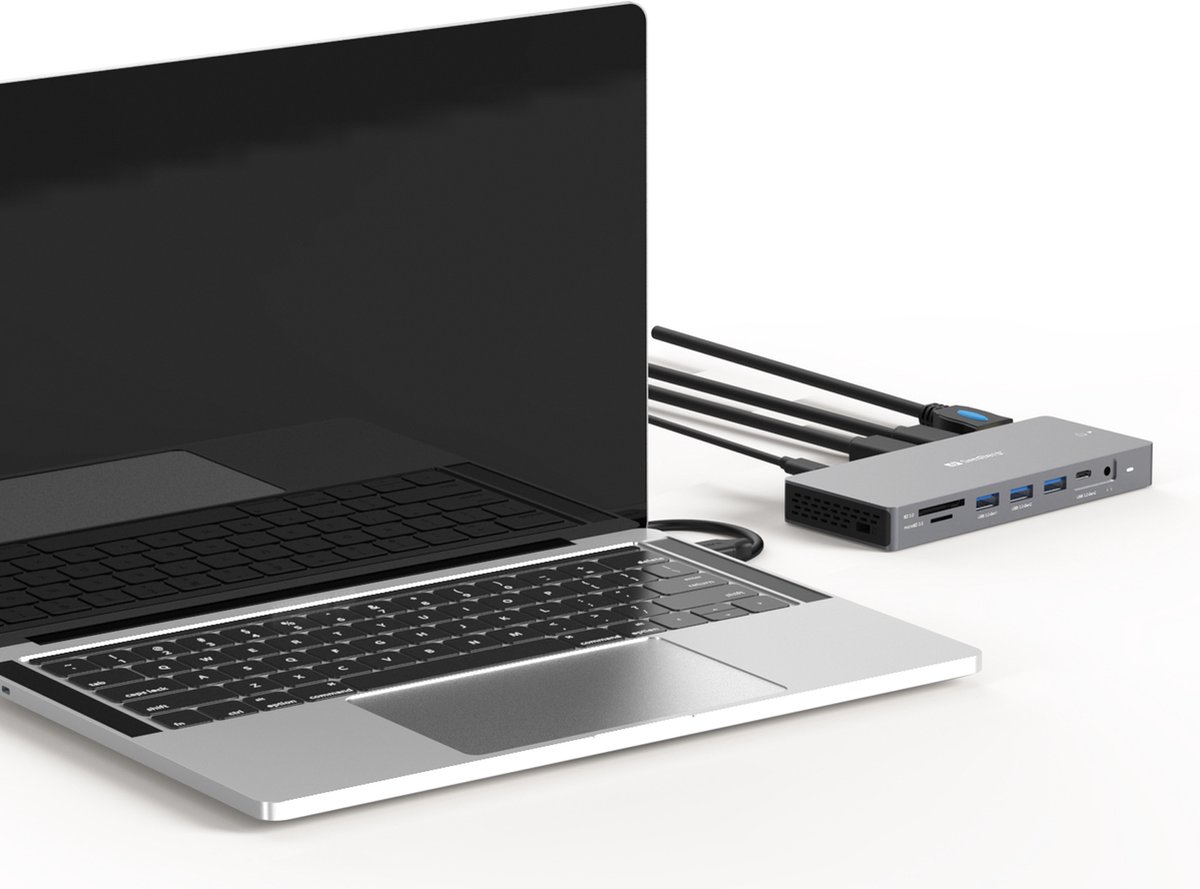 Sandberg 136 61 laptop dock poortreplic 6 orig - Sandberg 136-61 USB-C Dockingstation (grijs)