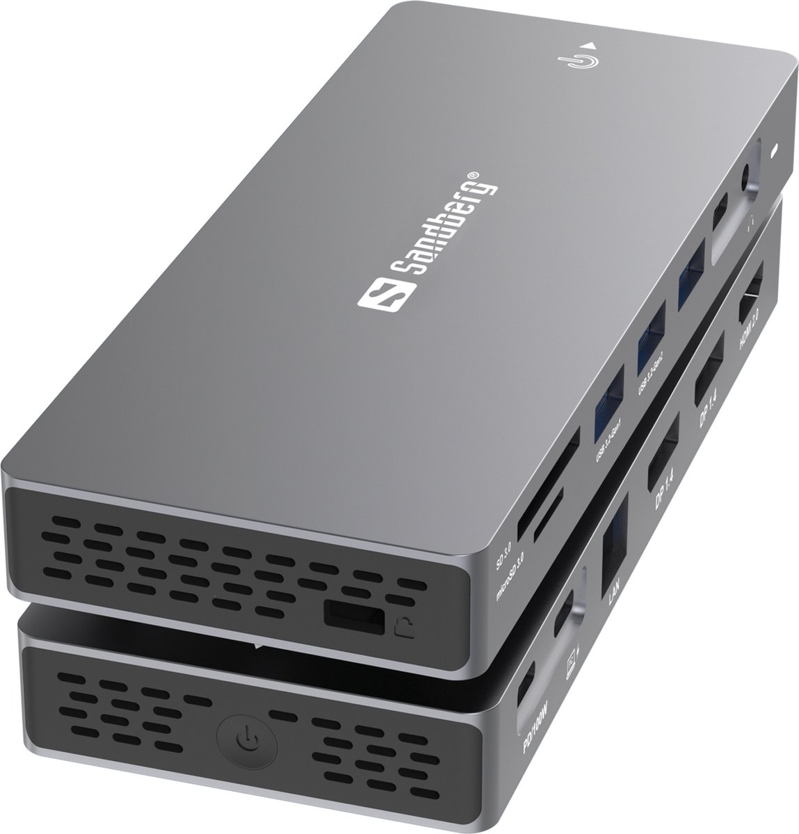 Sandberg 136 61 laptop dock poortreplic 7 orig - Sandberg 136-61 USB-C Dockingstation (grijs)