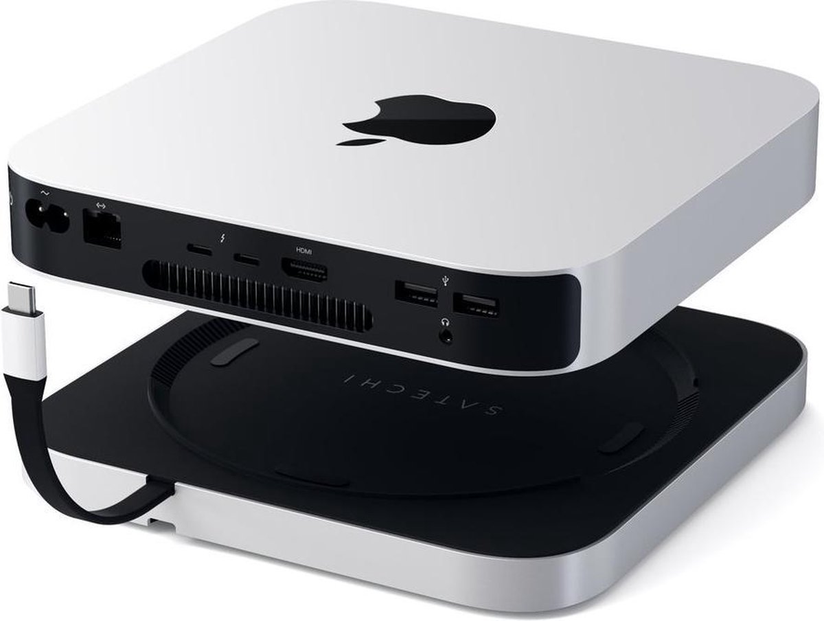 Satechi aluminum mac mini stand hub zi 4 orig - Satechi Aluminum Mac Mini Stand Hub Zilver Met USB-C Poortreplicator