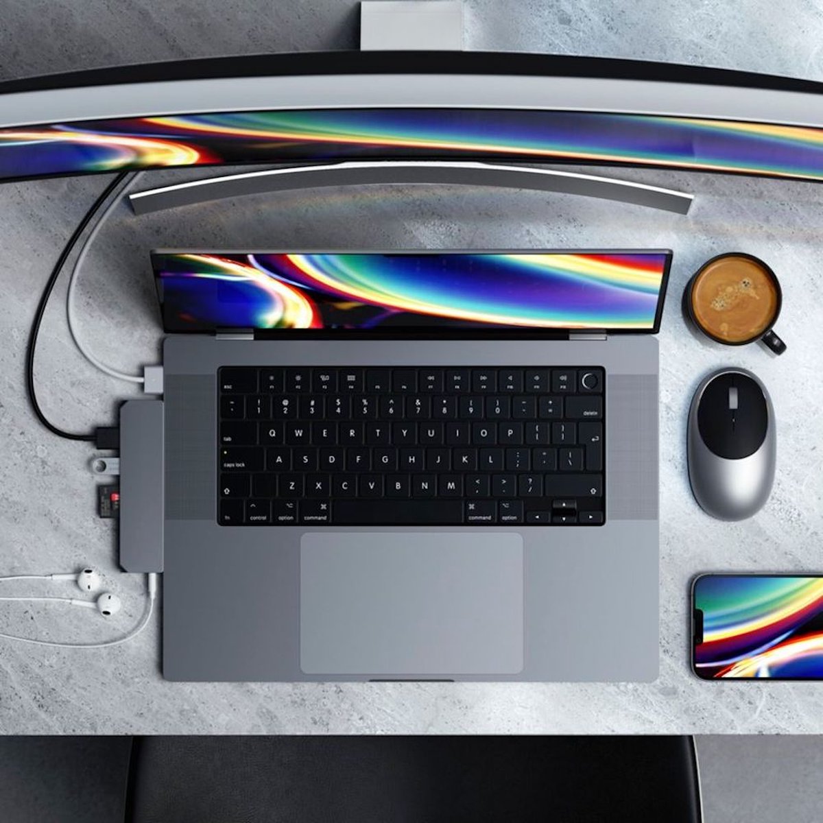 Satechi pro hub max grijs 7 orig - Satechi Pro Hub Max USB-C USB-hub (grijs)