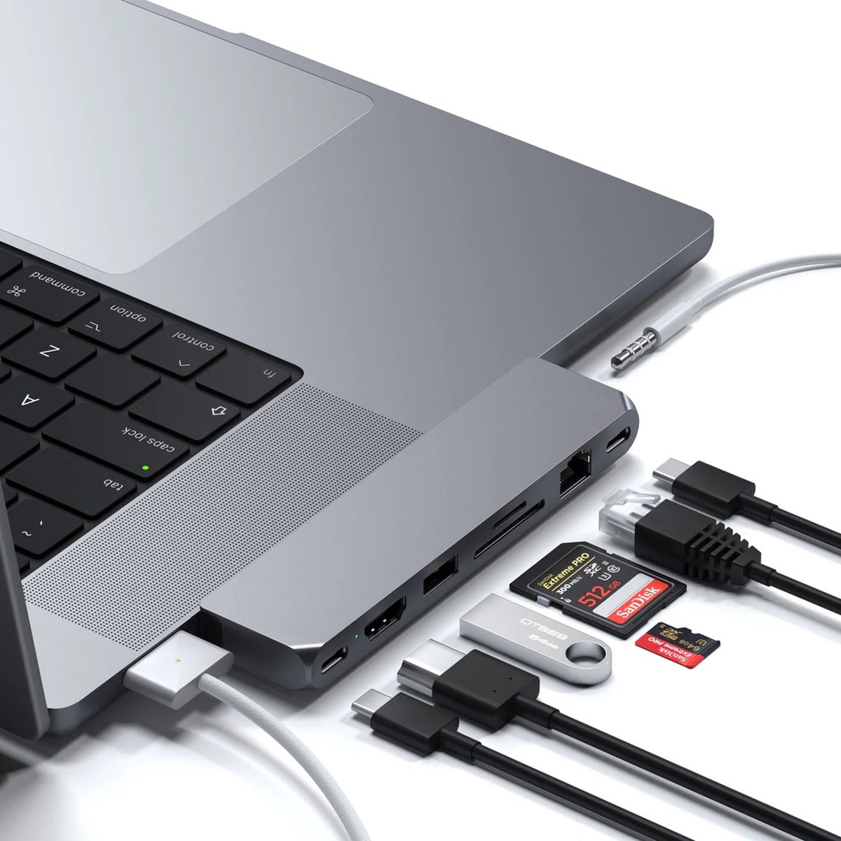 Satechi pro hub max grijs 8 orig - Satechi Pro Hub Max USB-C USB-hub (grijs)