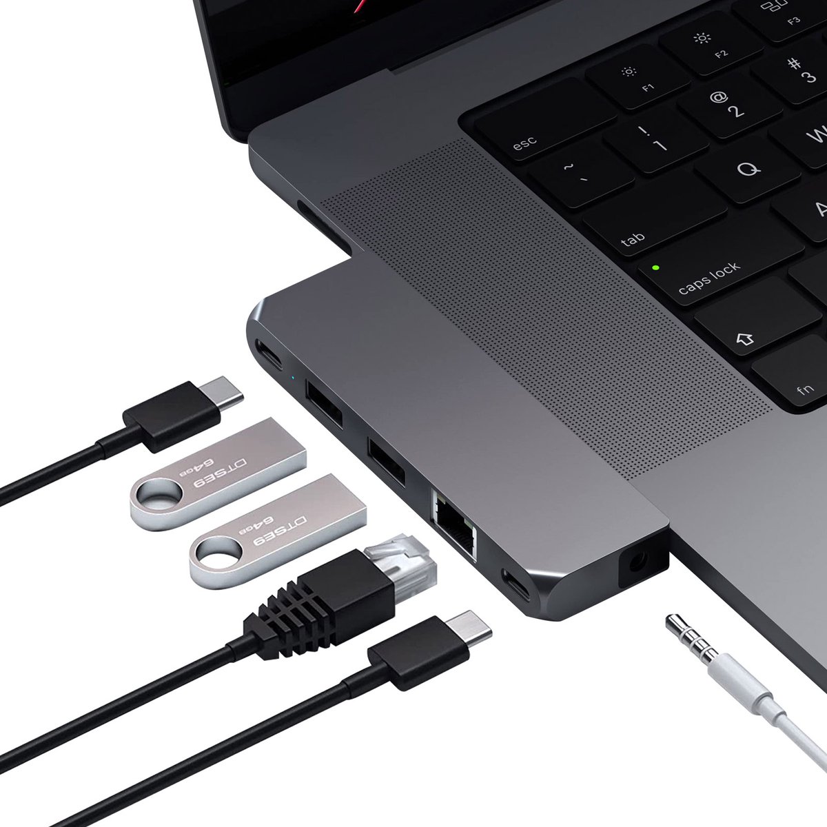Satechi pro hub mini space grey 10 orig - Satechi Pro Hub Mini Space USB-C USB-hub (grijs)