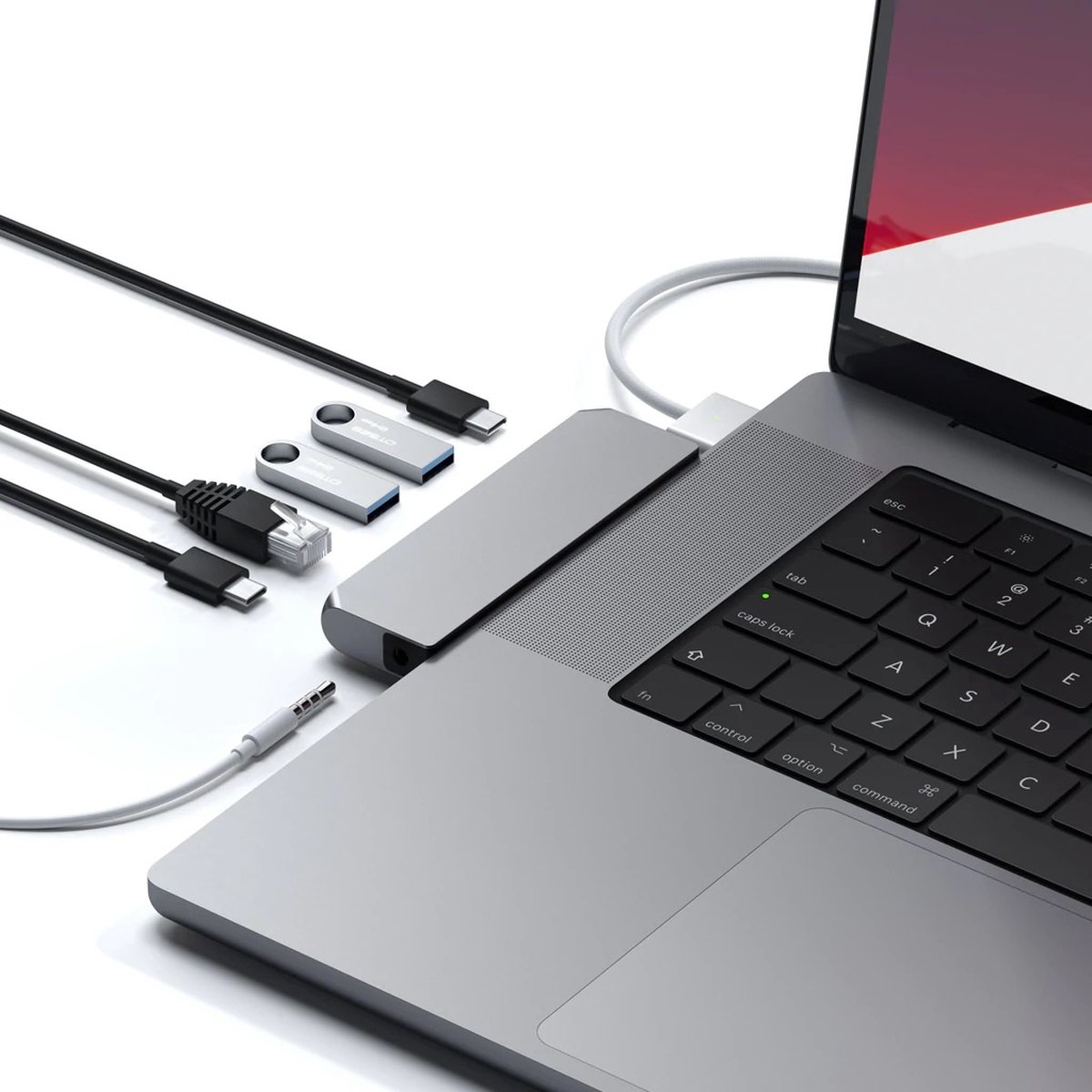 Satechi pro hub mini space grey 3 orig - Satechi Pro Hub Mini Space USB-C USB-hub (grijs)