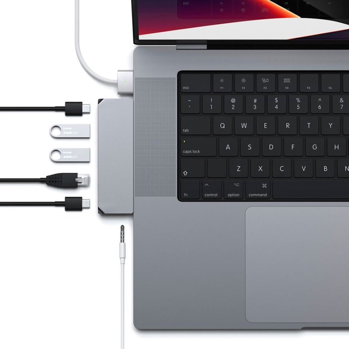Satechi pro hub mini space grey 7 orig - Satechi Pro Hub Mini Space USB-C USB-hub (grijs)