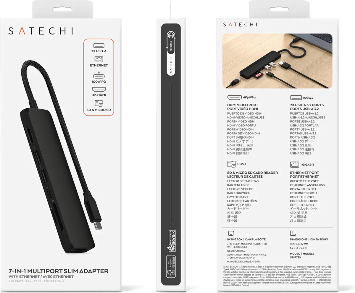 Satechi st p7sk interface hub usb type 6883568 2 orig - Satechi St-P7Sk Interface Hub USB Type-C 10000 USB-C USB-hub (zwart)