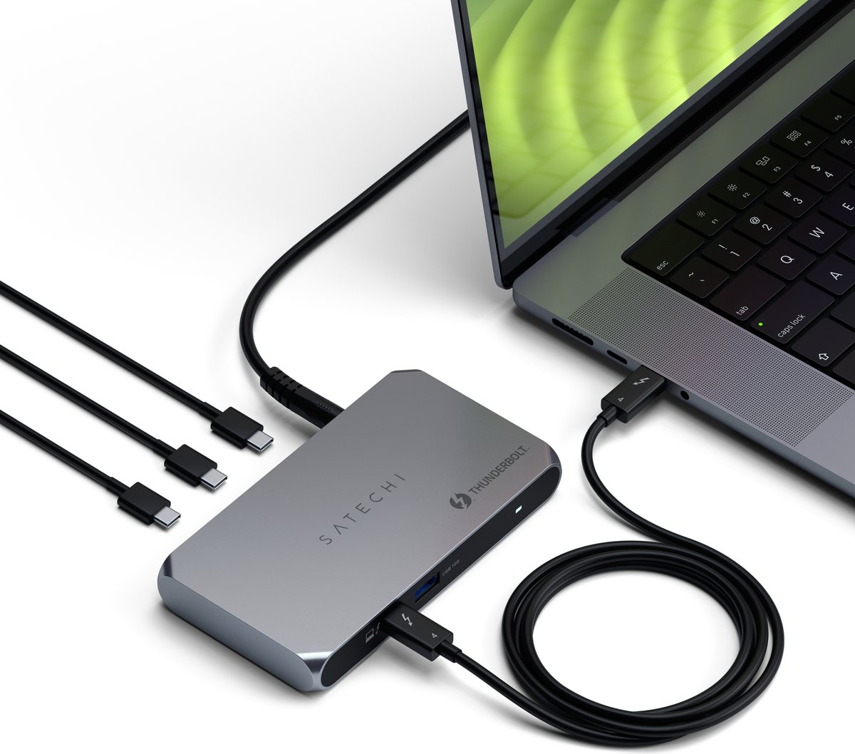 Satechi thunderbolt 4 slim hub pro eu 2 orig - Satechi Slim Hub Pro Eu Thunderbolt 4 Dockingstation (grijs)