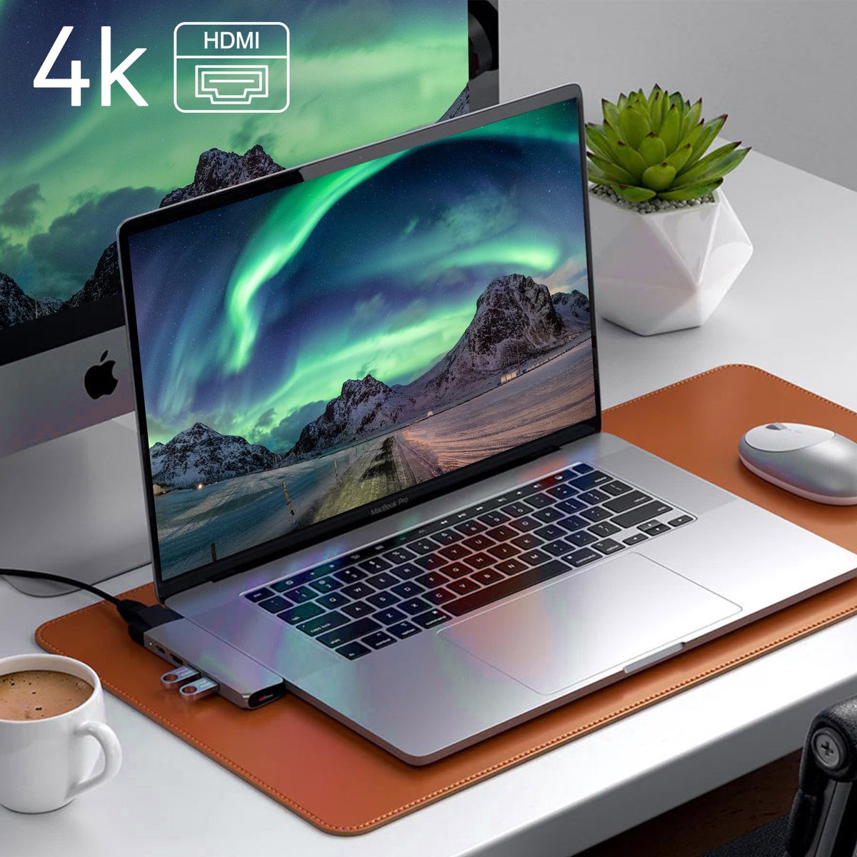 Satechi type c pro hub ethernet 4k 5 orig - Satechi Type-C Pro Hub Ethernet 4K HDMI USB-C USB-hub (zilver)