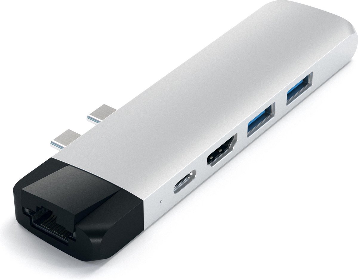 Satechi type c pro hub ethernet 4k 6 orig - Satechi Type-C Pro Hub Ethernet 4K HDMI USB-C USB-hub (zilver)