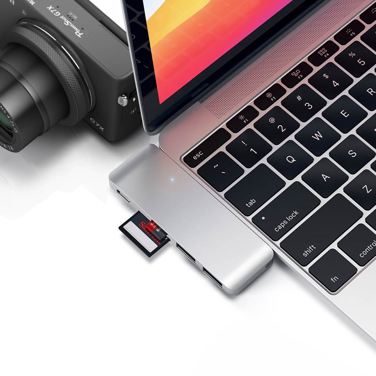 Satechi type c usb passthrough hub sil 10 orig - Satechi Type-C USB Passthrough Hub USB-C USB-hub (zilver)
