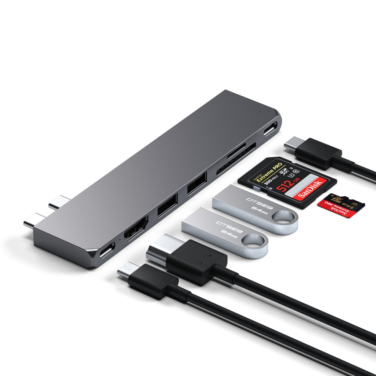 Satechi usb c pro hub slim adapter 6883409 3 orig - Satechi Pro Hub Slim Adapter USB-C USB-hub (grijs)