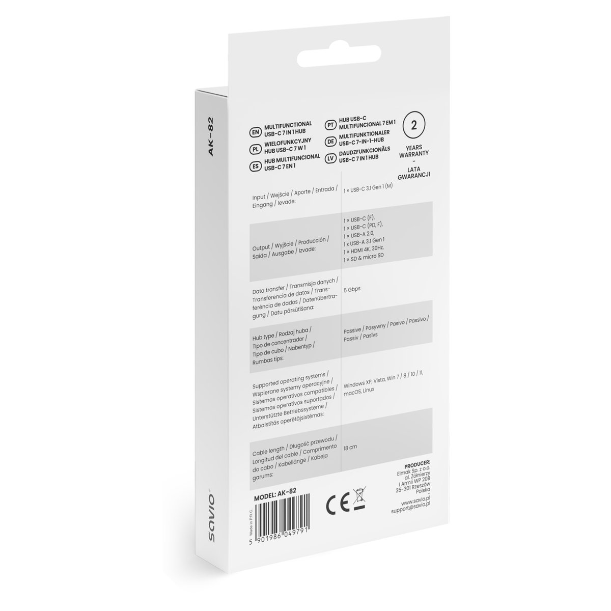 Savio hub usb c multiport 7 in 3 orig - Savio Hub Multiport 7-In-1 Voor Apple Laptops En USB-C USB-hub (zwart)