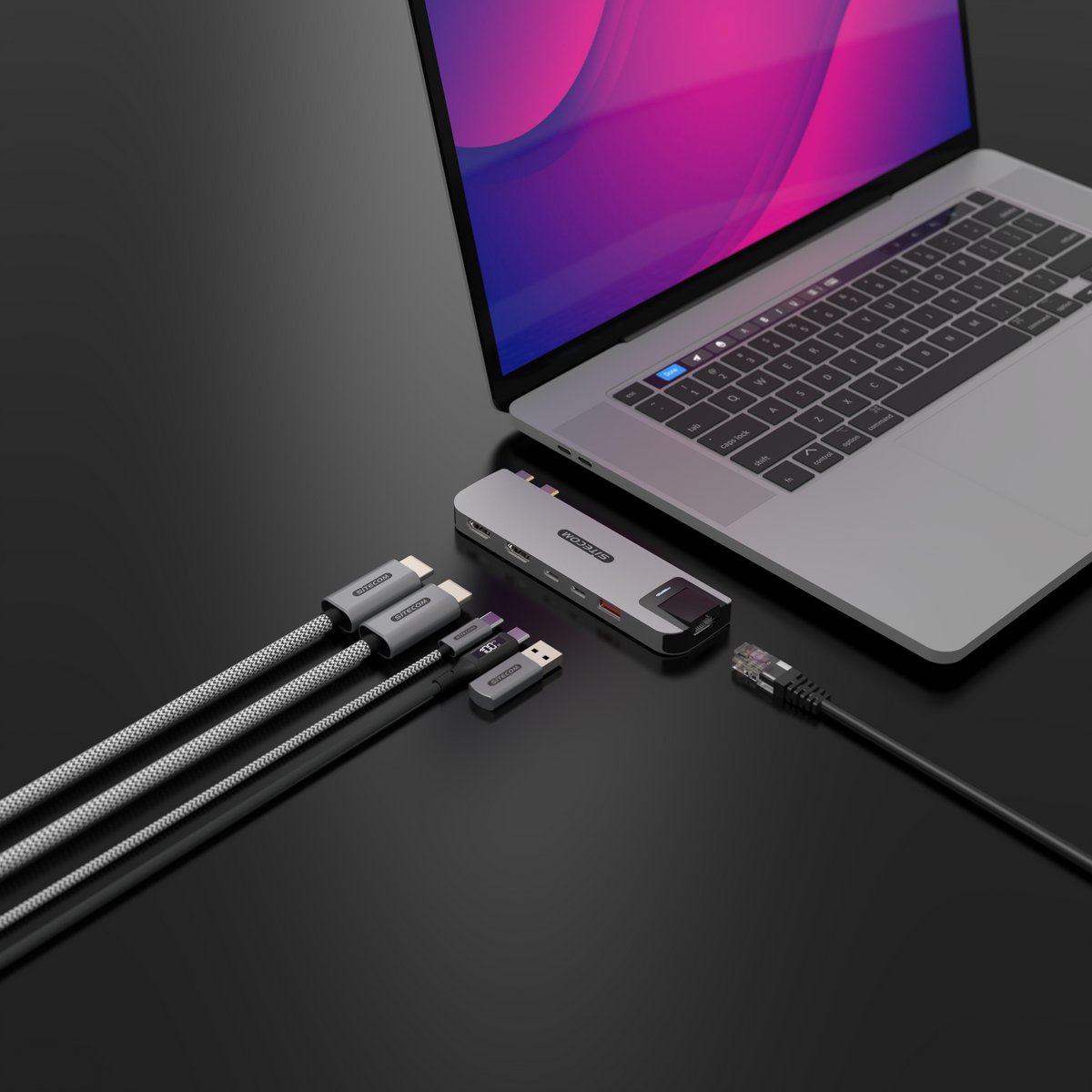Sitecom 6 in 2 macbook pro multiport 3 orig - Sitecom Thunderbolt 3 Dockingstation