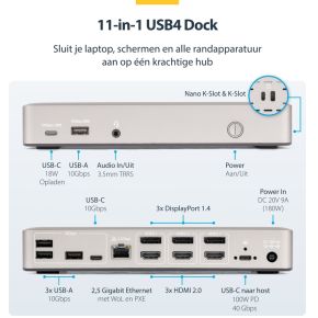 Startech com 150ue usb4docktriple lapto 7 orig - StarTech.com 150UE-USB4DOCKTRIPLE USB4 Dockingstation (grijs)