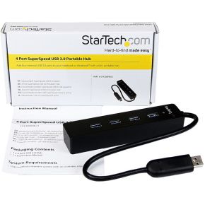 Startech com 4 poorts superspeed usb 3 4 orig - StarTech.com ST4300PBU3 USB-A USB-hub (zwart)