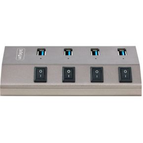 Startech com 4 port self powered usb 3 orig - StarTech.com 5G4AIBS-USB-HUB-EU USB-C USB-hub (zilver)