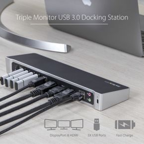 Startech com 4k ultrahd triple video do 3 orig - StarTech.com USB3DOCKH2DP USB-A Dockingstation (zwart)