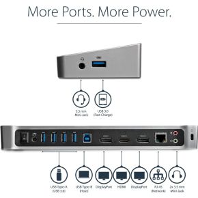 Startech com 4k ultrahd triple video do 4 orig - StarTech.com USB3DOCKH2DP USB-A Dockingstation (zwart)