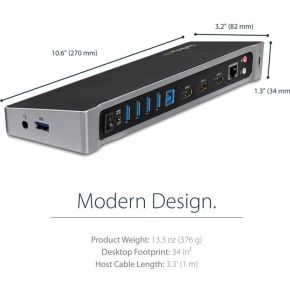Startech com 4k ultrahd triple video do 6 orig - StarTech.com USB3DOCKH2DP USB-A Dockingstation (zwart)