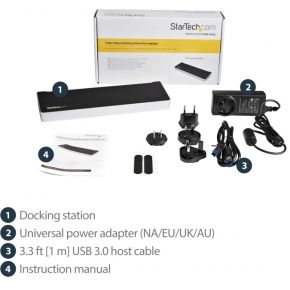 Startech com 4k ultrahd triple video do 7 orig - StarTech.com USB3DOCKH2DP USB-A Dockingstation (zwart)