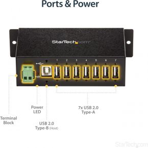 Startech com monteerbare robuuste indus 8 orig - StarTech.com ST7200USBM USB-A USB-hub (zwart)