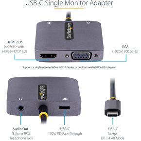 Startech com usb c vga adapter usb 8 orig - StarTech.com 122-USBC-HDMI-4K-VGA USB-C Poortreplicator (grijs)