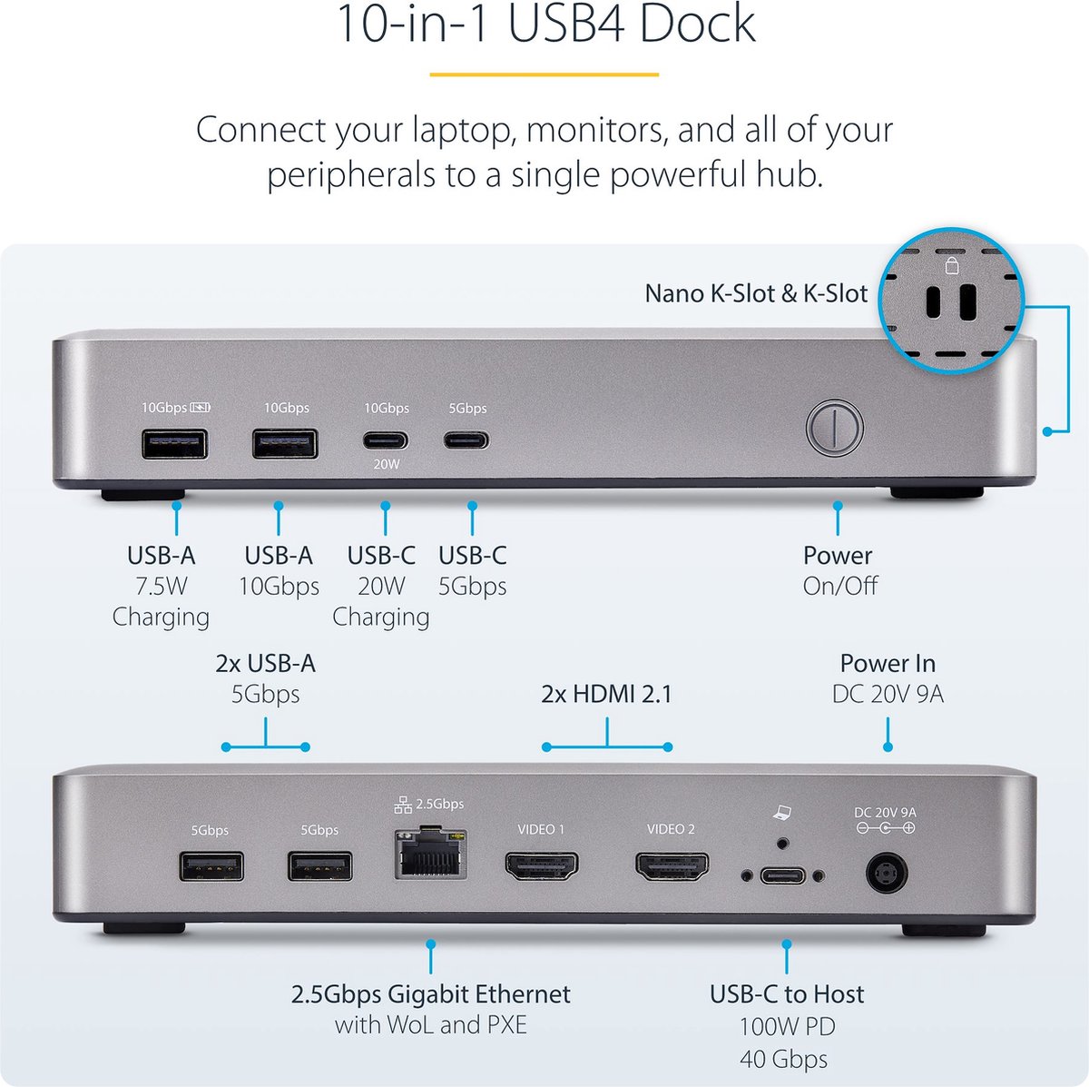 Startech com usb4 docking station usb c 40g 4 orig - StarTech.com 155Ue-Usb4-Dock Dockingstation