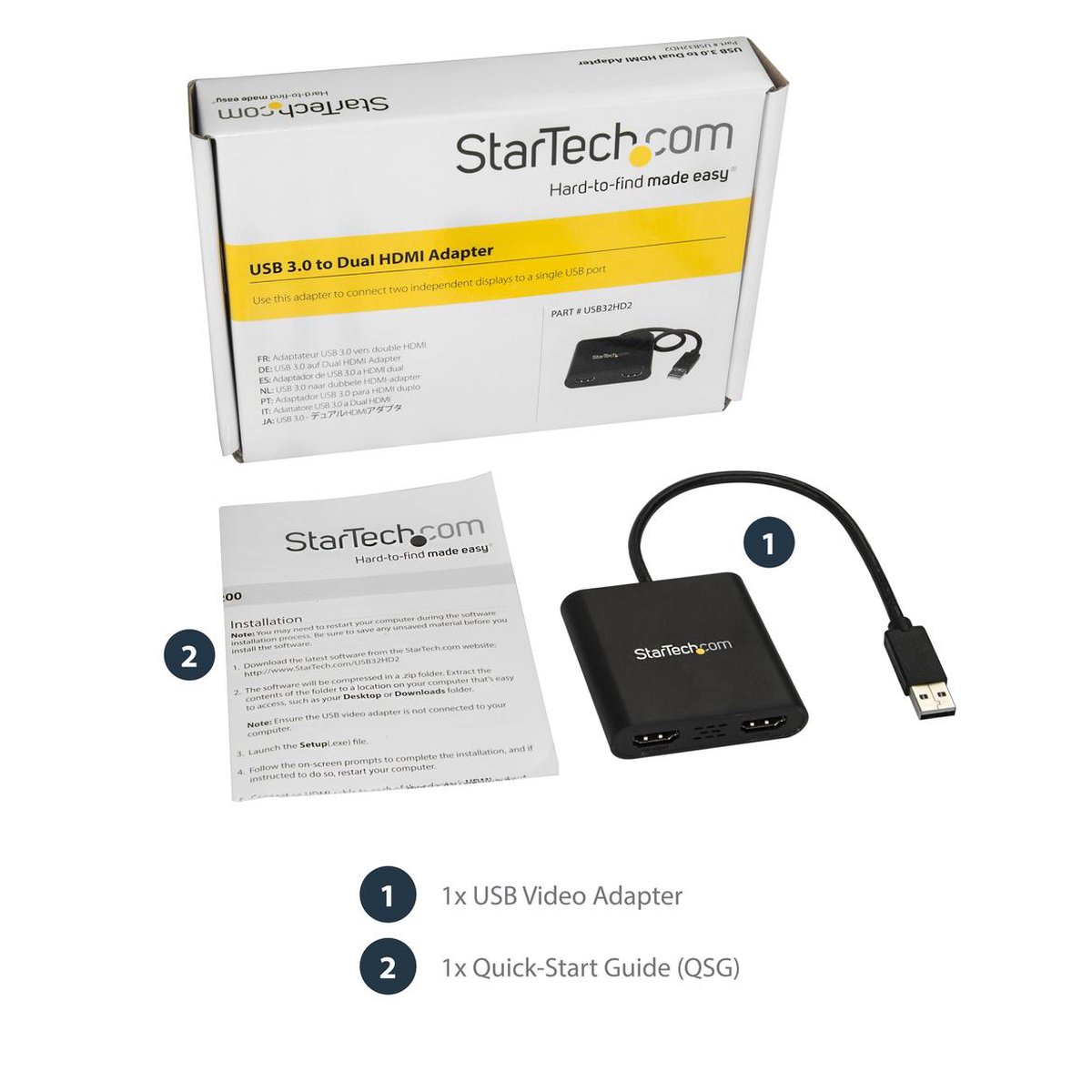 Startech dock usb32hd2 zwart 8 orig - StarTech.com Dock Usb32Hd2 USB-A Poortreplicator (zwart)
