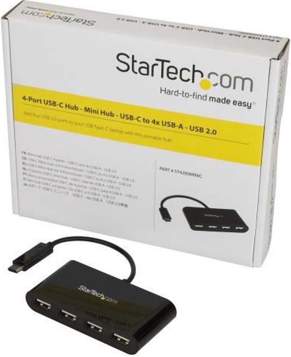 Startech hub usb c 4 port c 5 orig - StarTech.com Hub USB C 4 Port C To 4X A USB 2.0 USB-C USB-hub (zwart)