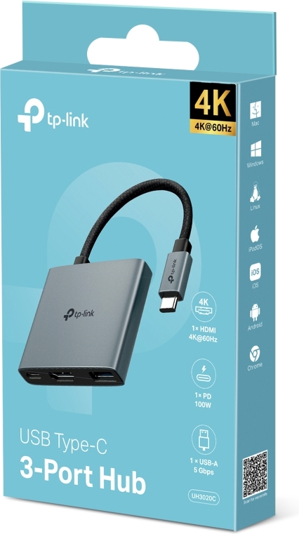 Tp link uh3020c interface hub usb type 6875992 2 orig - TP-LINK UH3020C USB-C USB-hub (grijs)