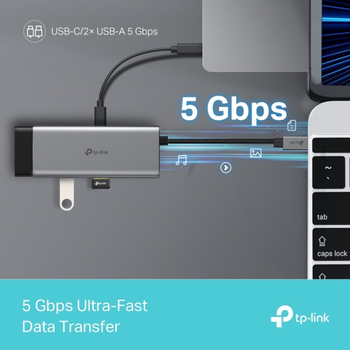 Tp link uh5020c 5 in 1 usb c 5 orig - TP-Link Uh5020C 5-In-1 Hub USB-C Dockingstation (zwart)