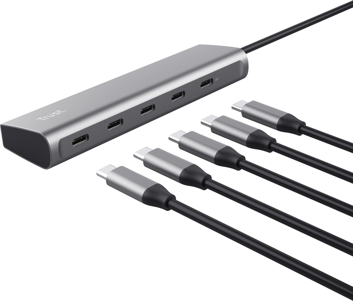Trust 5 poorts usb c hub 7 orig - Trust 5-Poorts USB C Hub USB-C USB-hub (zilver)