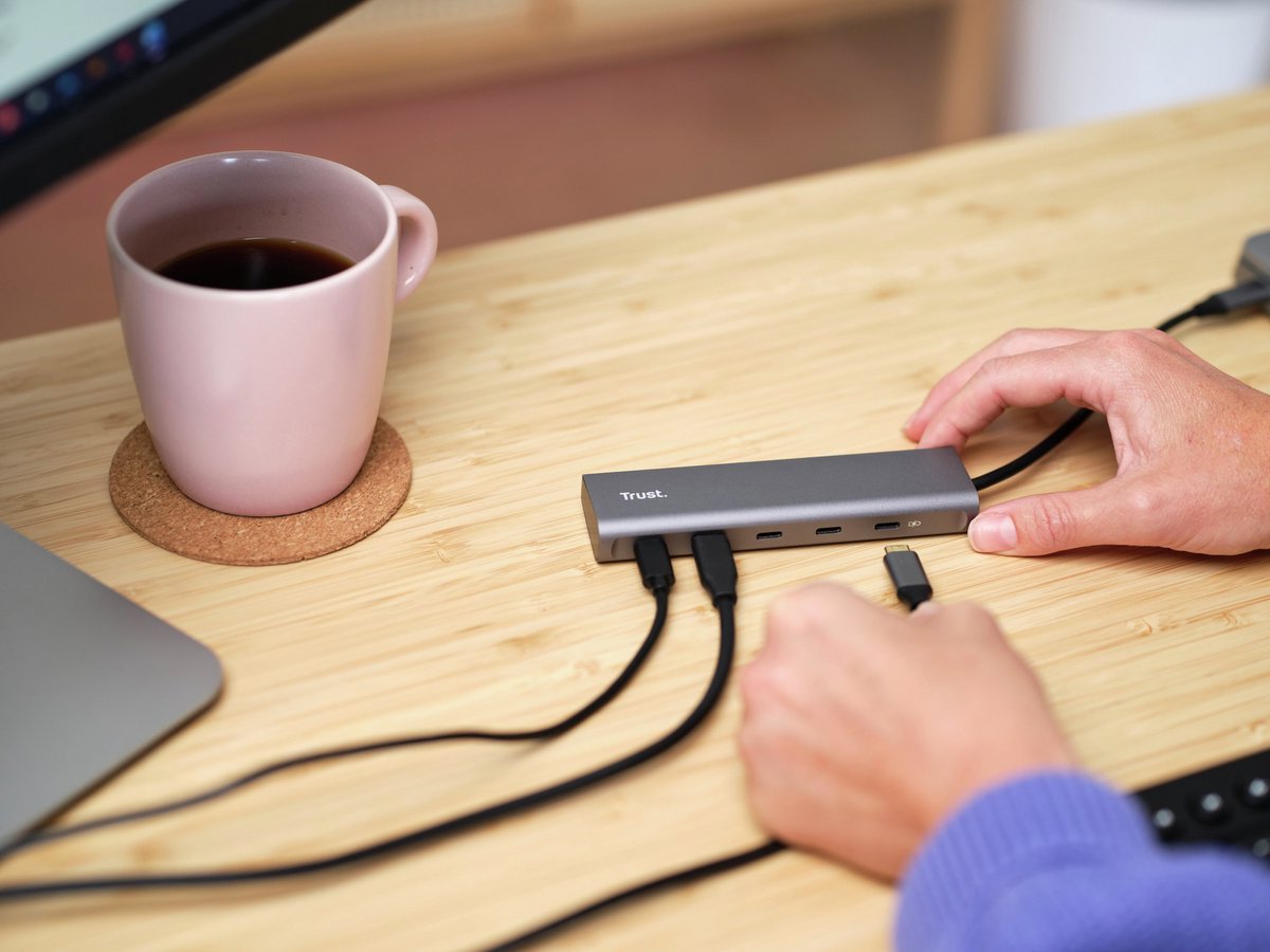 Trust 5 poorts usb c hub 8 orig - Trust 5-Poorts USB C Hub USB-C USB-hub (zilver)