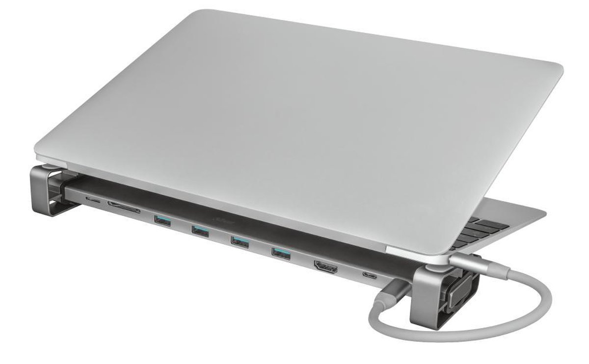 Trust dalyx aluminium usb hub 10 in 10 orig - Trust Dalyx Aluminium USB-Hub 10-In-1 Voor USB-C Dockingstation