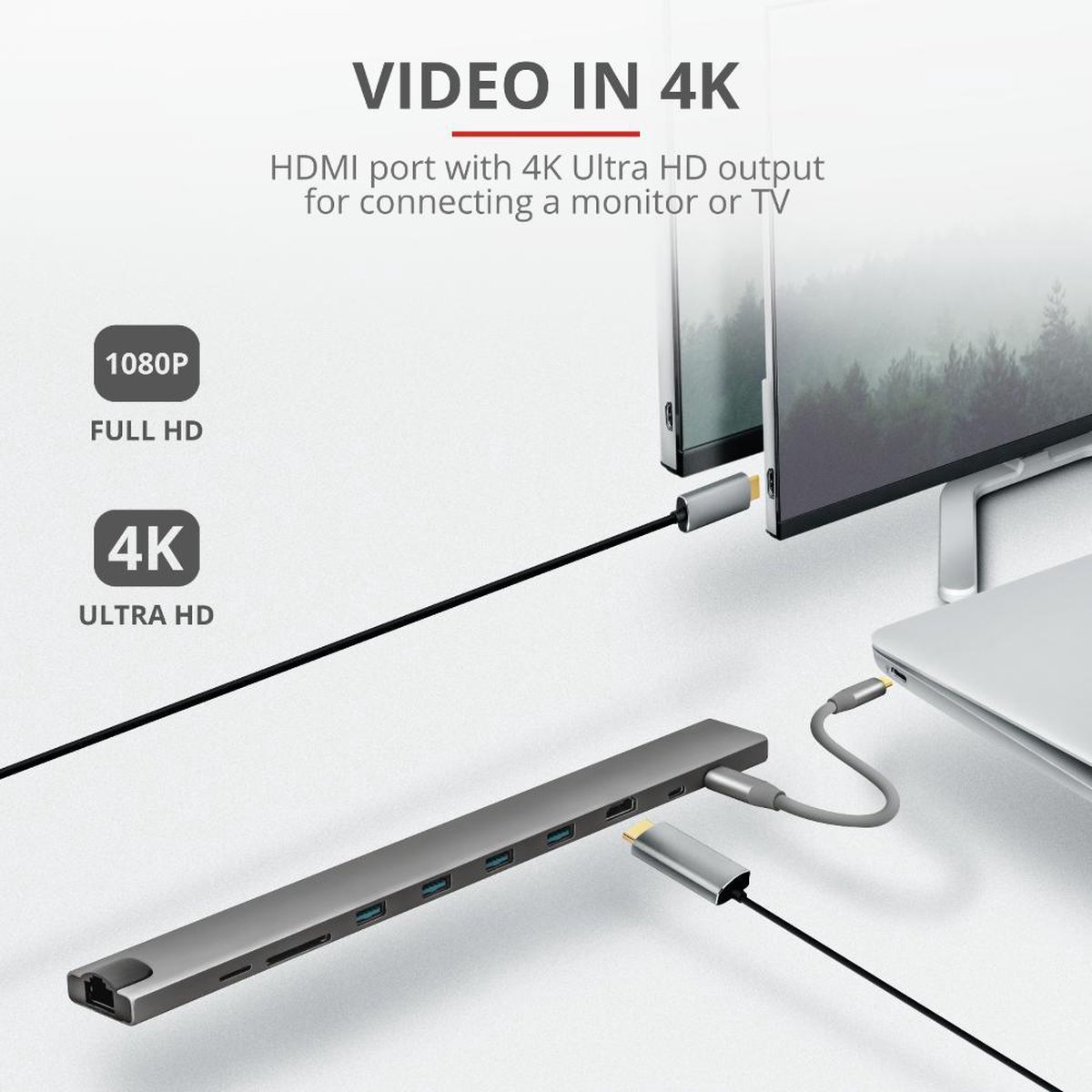 Trust dalyx aluminium usb hub 10 in 7 orig - Trust Dalyx Aluminium USB-Hub 10-In-1 Voor USB-C Dockingstation