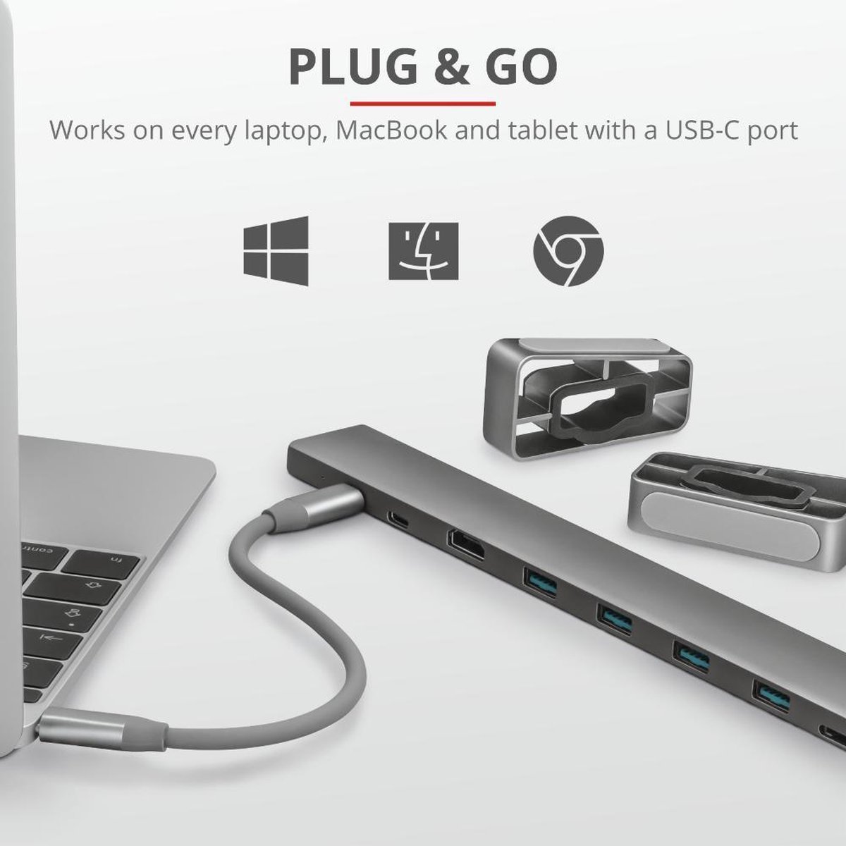 Trust dalyx aluminium usb hub 10 in 9 orig - Trust Dalyx Aluminium USB-Hub 10-In-1 Voor USB-C Dockingstation