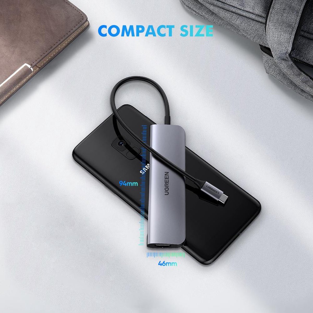 Ugreen 5 in 1 usb c hub 6883027 6 orig - UGREEN 5-In-1 Hub Met USB-A HDMI Voor USB-C Dockingstation (grijs)