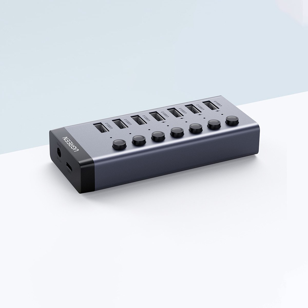 Ugreen multifunctionele hub 7in1 usb 5 orig - Ugreen Multifunctionele Hub 7In1 USB Type C 7X USB-C USB-hub (grijs)