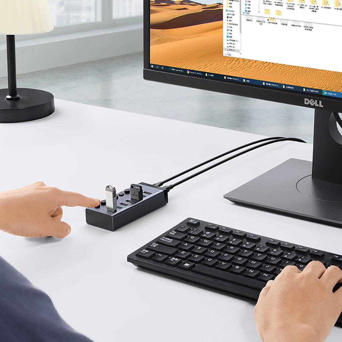 Ugreen multifunctionele hub 7in1 usb 9 orig - Ugreen Multifunctionele Hub 7In1 USB Type C 7X USB-C USB-hub (grijs)