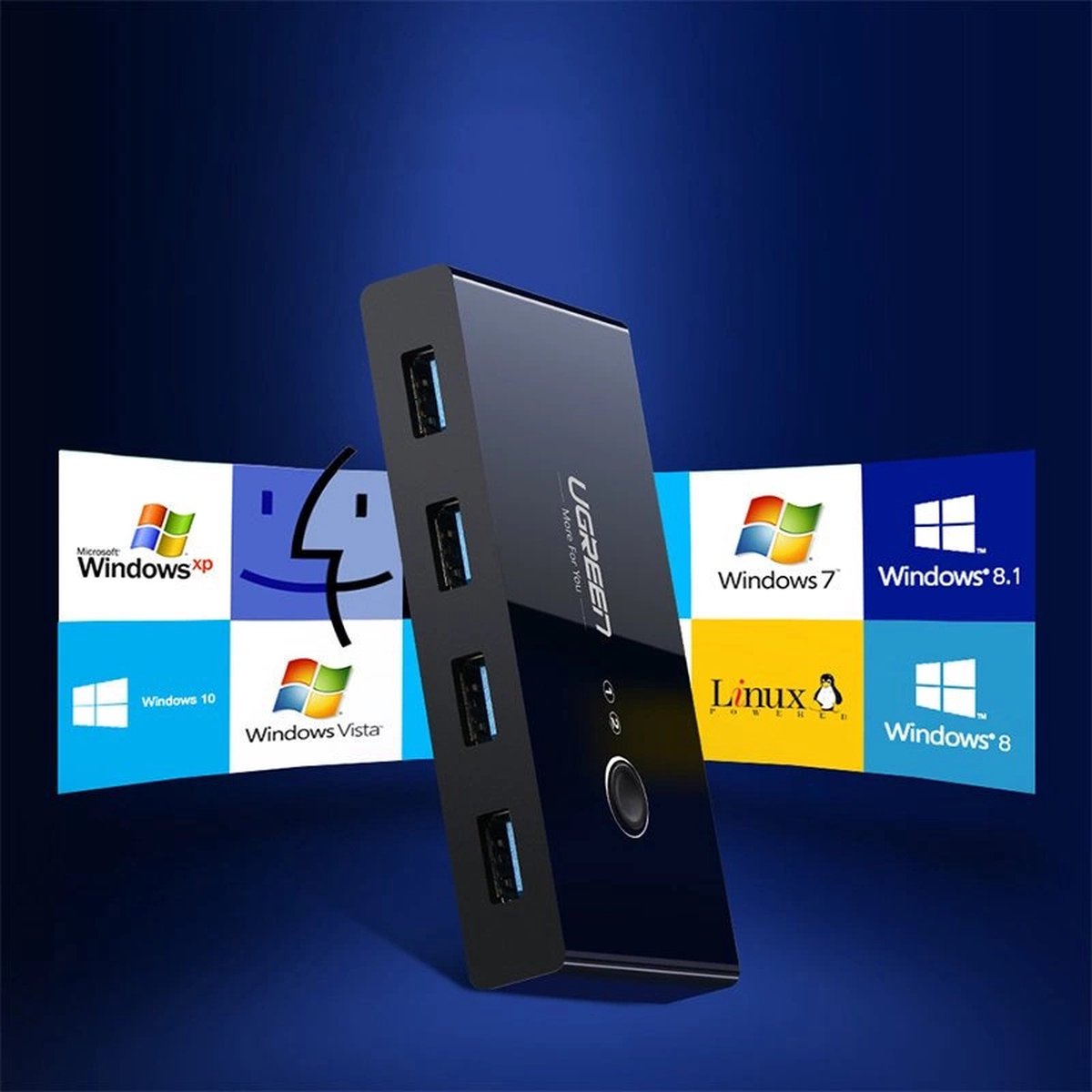 Ugreen schakelkast hub schakelaar 4x 3 orig - Ugreen Schakelkast Hub-Schakelaar 4X USB 3.2 Gen USB-A USB-hub (zwart)