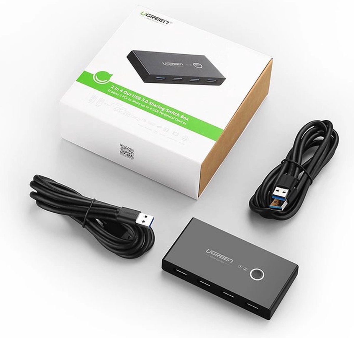 Ugreen schakelkast hub schakelaar 4x 5 orig - Ugreen Schakelkast Hub-Schakelaar 4X USB 3.2 Gen USB-A USB-hub (zwart)