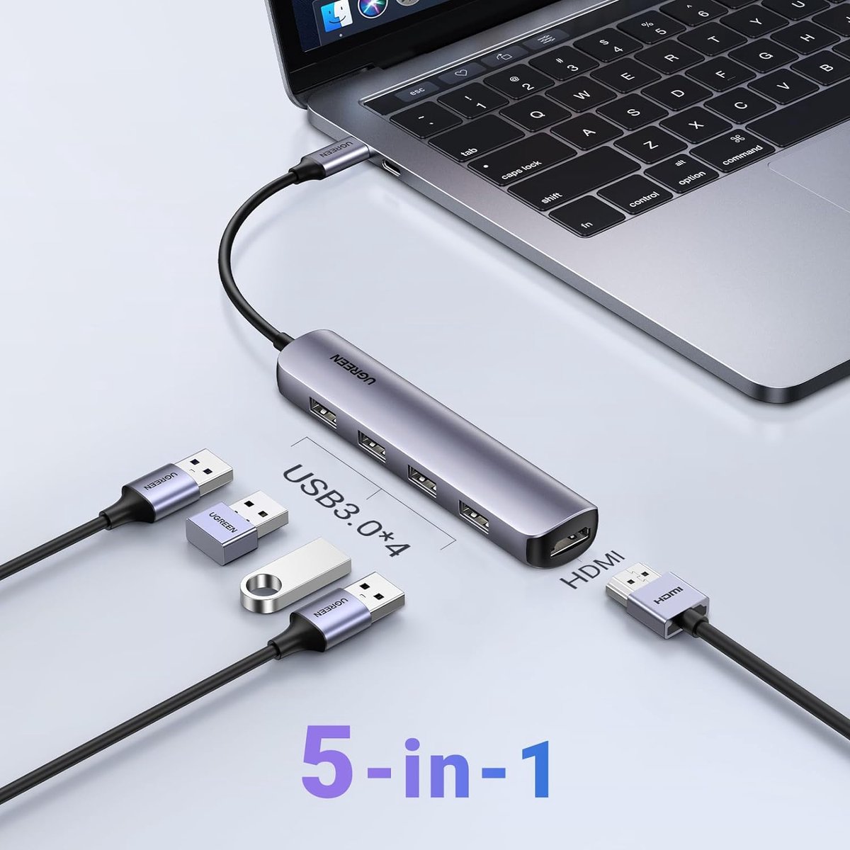 Ugreen usb c hub multifunctionele ada 2 orig - UGREEN USB C Hub Multifunctionele Adapter USB-C Dockingstation (zwart)