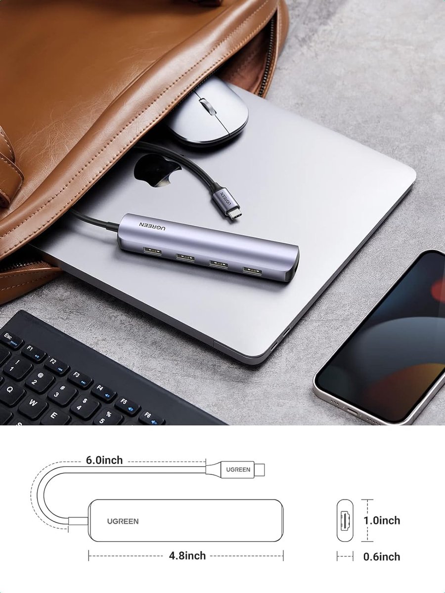 Ugreen usb c hub multifunctionele ada 6 orig - UGREEN USB C Hub Multifunctionele Adapter USB-C Dockingstation (zwart)
