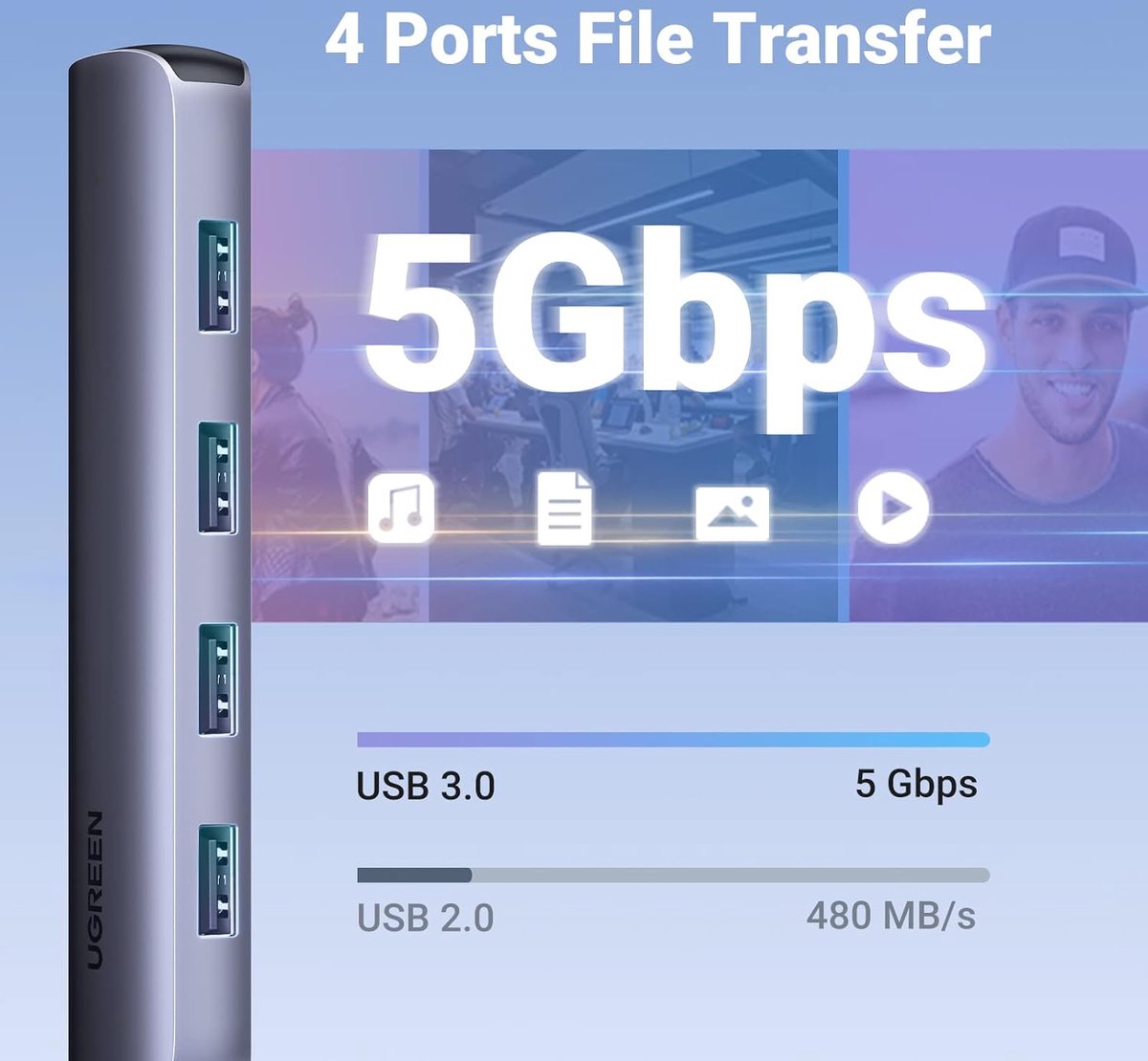 Ugreen usb c hub multifunctionele ada 7 orig - UGREEN USB C Hub Multifunctionele Adapter USB-C Dockingstation (zwart)