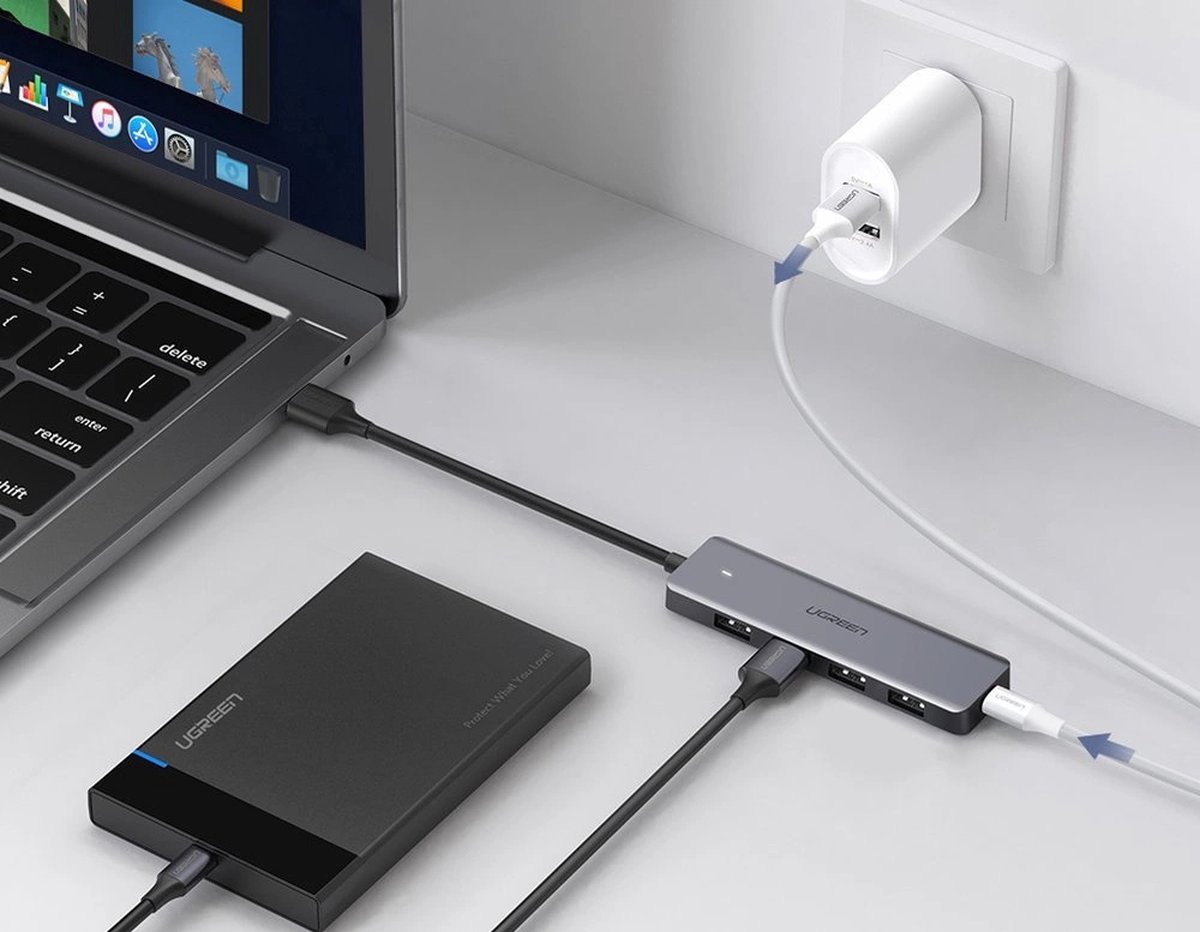 Ugreen usb hub splitter 4x usb 3 6883114 10 orig - Ugreen USB Hub-Splitter 4X USB 3.2 Gen 1 Met USB-A USB-hub (grijs)