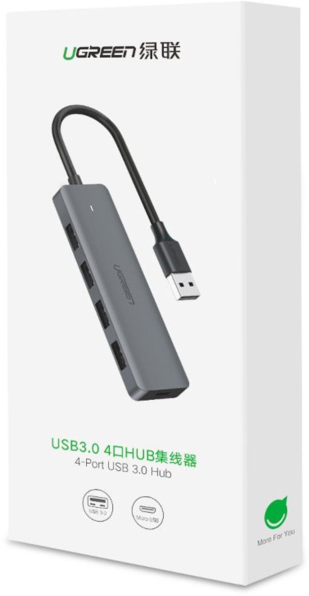 Ugreen usb hub splitter 4x usb 3 6883114 5 orig - Ugreen USB Hub-Splitter 4X USB 3.2 Gen 1 Met USB-A USB-hub (grijs)