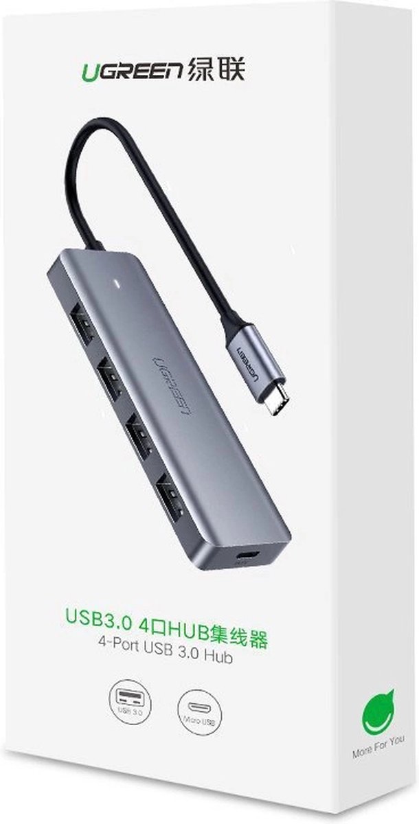 Ugreen usb type c hub splitter 4x 6883205 10 orig - Ugreen USB Type C Hub Splitter 4X USB 3.2 Gen 1 USB-C USB-hub (zilver)