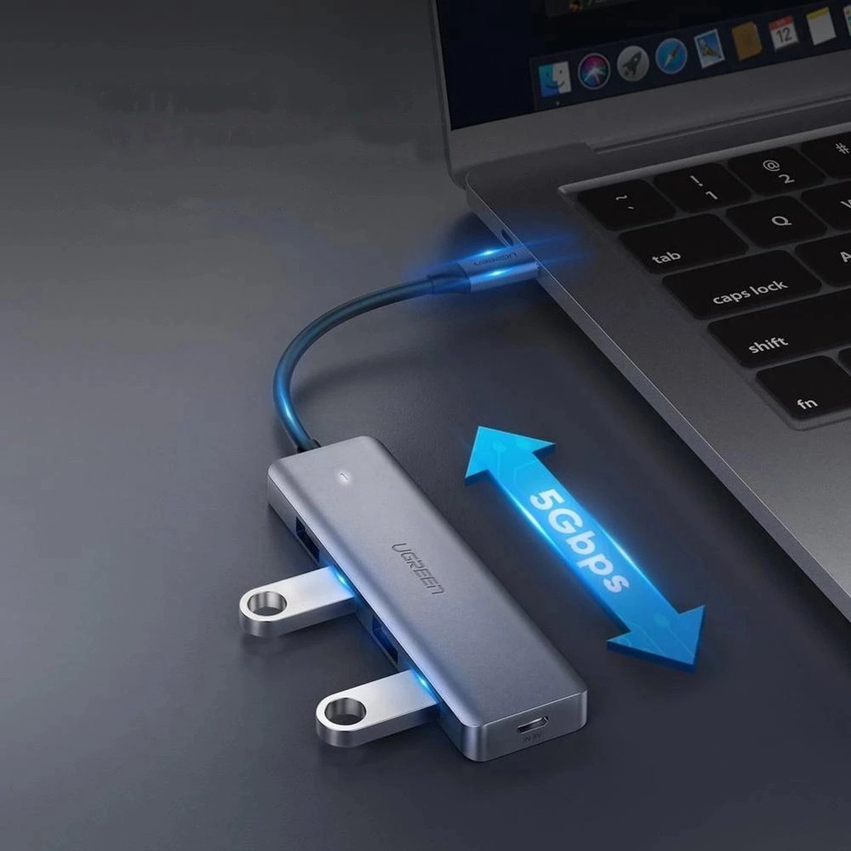 Ugreen usb type c hub splitter 4x 6883205 5 orig - Ugreen USB Type C Hub Splitter 4X USB 3.2 Gen 1 USB-C USB-hub (zilver)