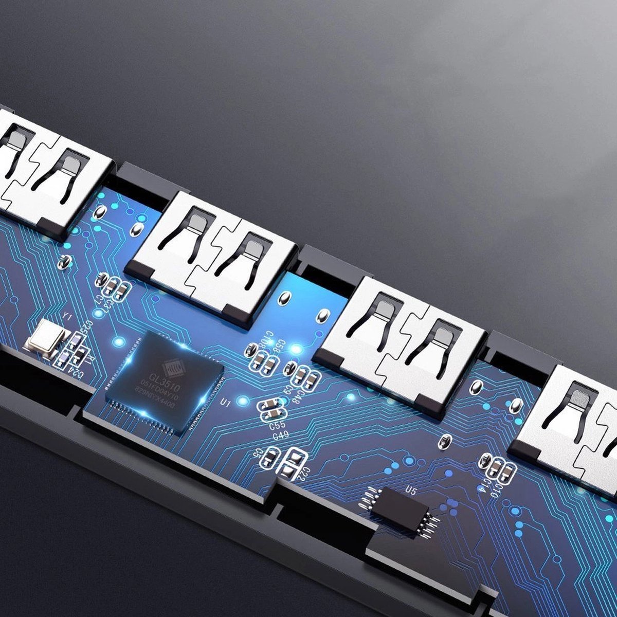 Ugreen usb type c hub splitter 4x 6883205 6 orig - Ugreen USB Type C Hub Splitter 4X USB 3.2 Gen 1 USB-C USB-hub (zilver)