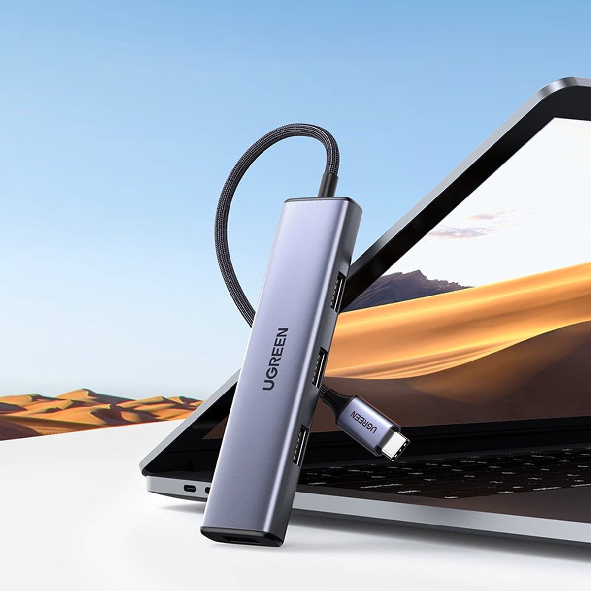 Ugreen usb type c hub splitter 4x 6883211 10 orig - Ugreen USB Type C Hub-Splitter 4X USB 3.2 Gen 1 USB-C USB-hub (zilver)